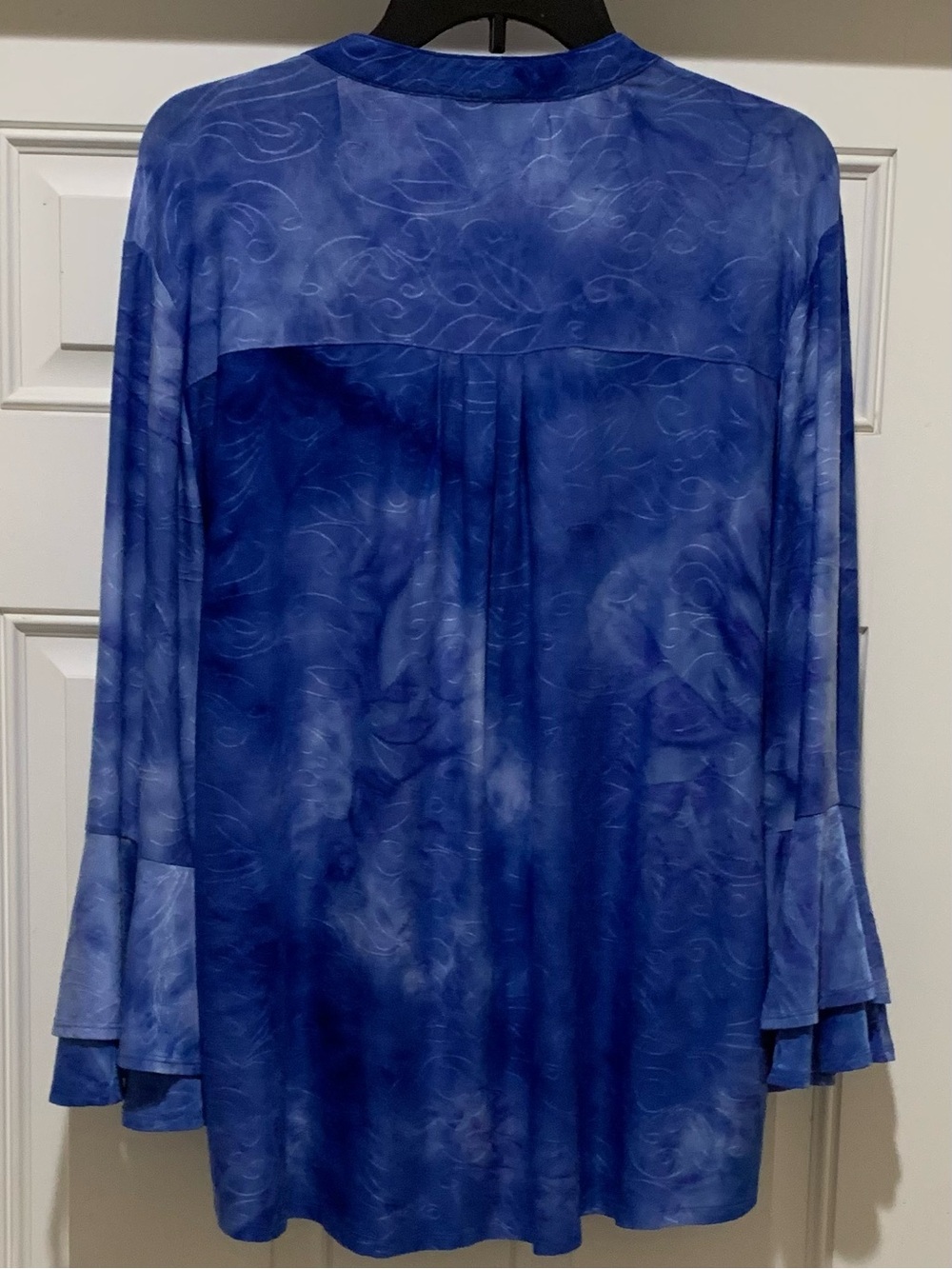 COCOMO Blue Tie-Die Blouse Flowy Soft CASUAL LOUNGE  Bell Sleeve 2XL - Picture 9 of 11